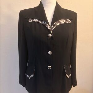Elegant Black Women's Jacket with Floral Accents